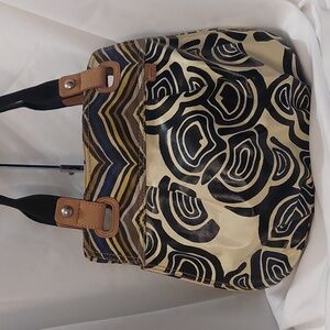 Fossil KeyPer Shoulder Bag Geometeic Coated Canvas Purse